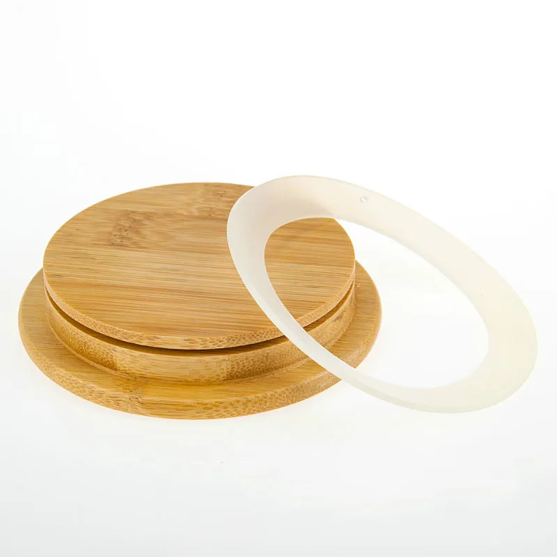 
glass storage jars accessories bamboo wood lid with silicone seal for timber lid 