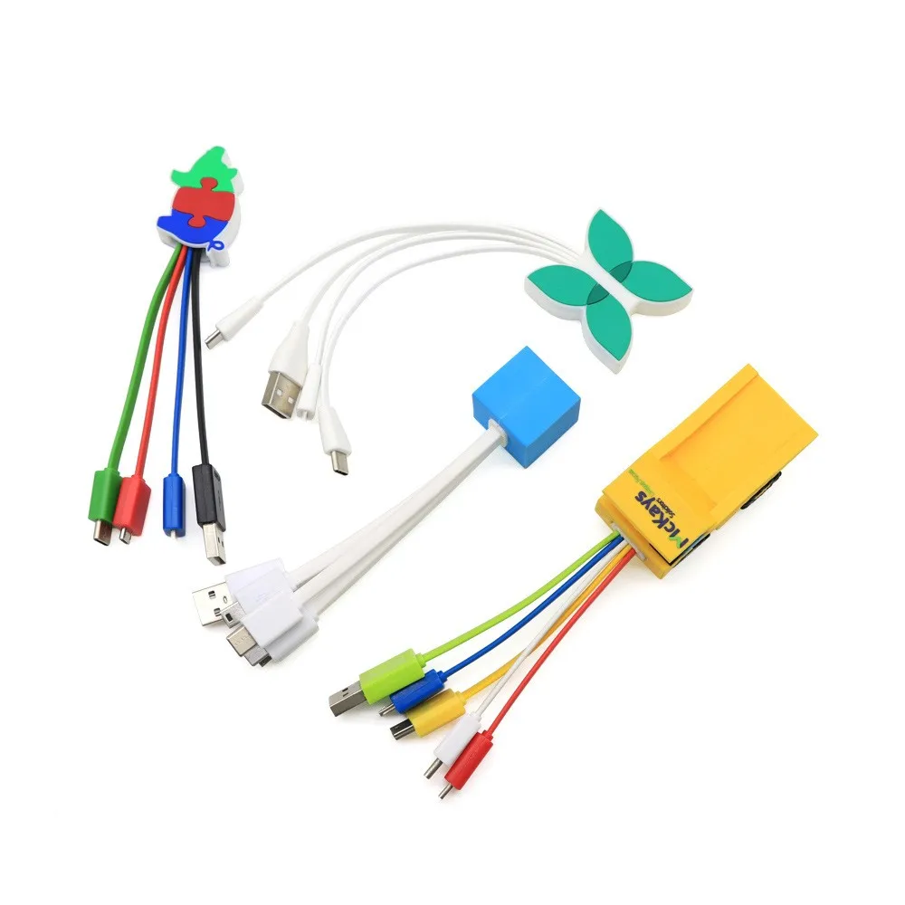 Wholesale Promotional Gift Custom Logo Design Shape Cable Multi Charger Cord For Mobile Phone USB 3 In 1 Charging Cable