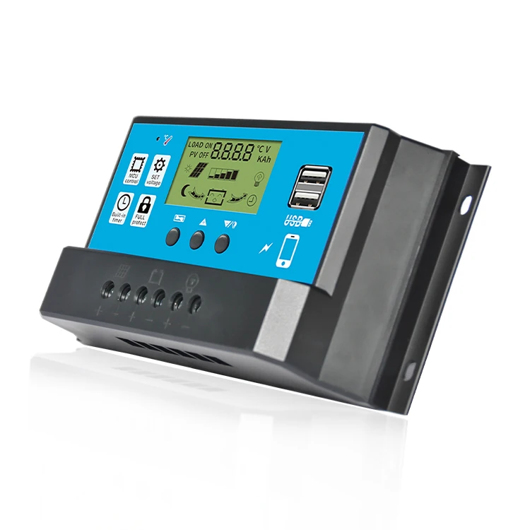 PWM 12V 24V Dual USB Solar Panel Charge Controller Regulator with LCD Display 10/20/30A
