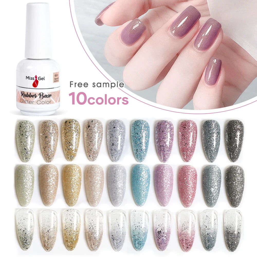 Glitter Basecoat Private Label 15ml Base Coat Gel Polish Color Nail Primer Rubber Base Gel