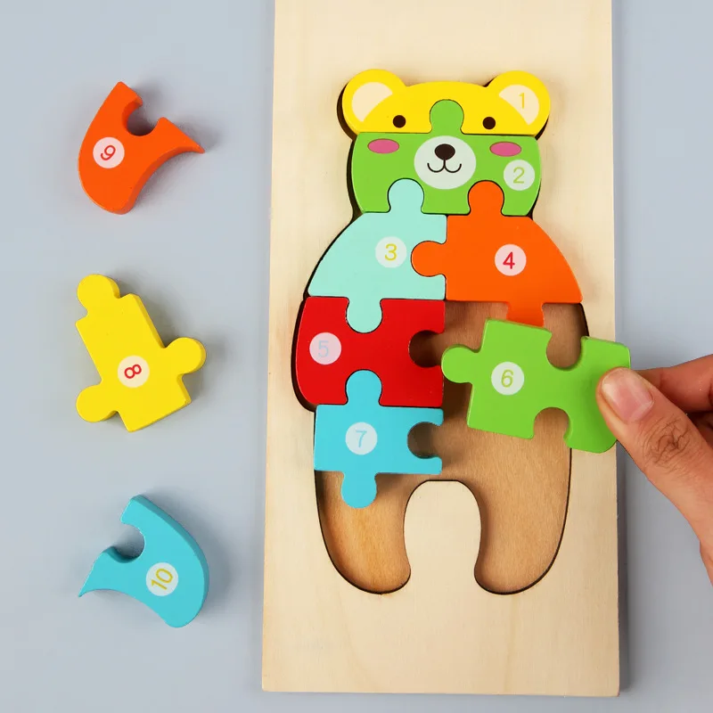 Animal Cartoon Three-dimensional Jigsaw Puzzles Cross-Border Large Building Blocks Early Educational Hand-held Board Children