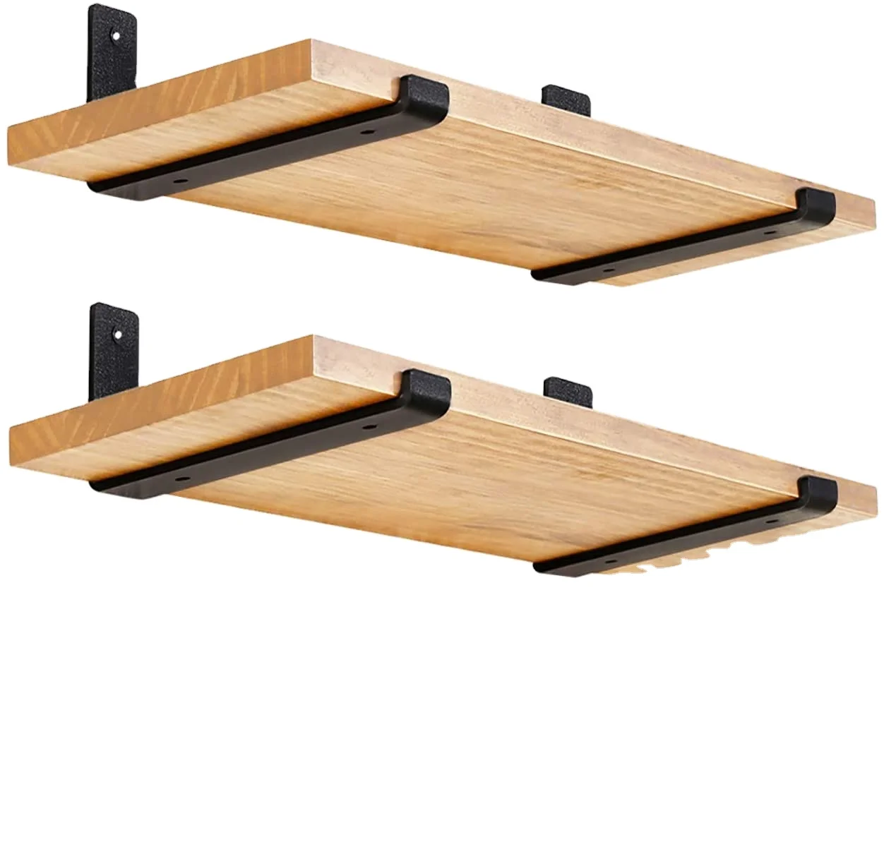 Decorative Wood Wall Mounted Large Floating Wooden Display Shelves for Home Deco Living Room Bedroom Kitchen