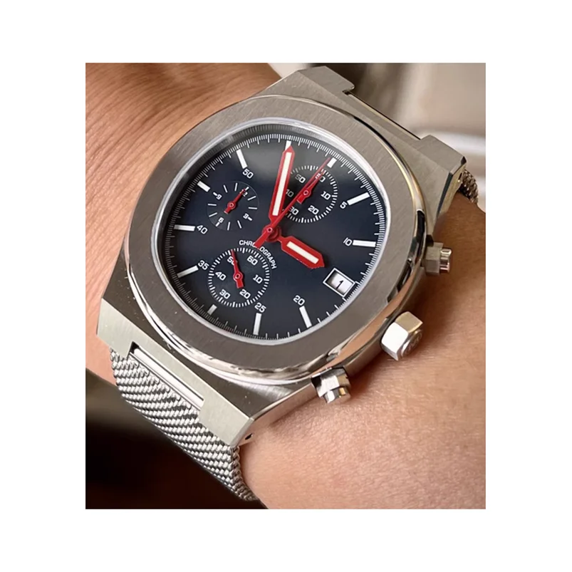 Full stainless steel calendar stopwatch Japan movement men leisure quartz wristwatch