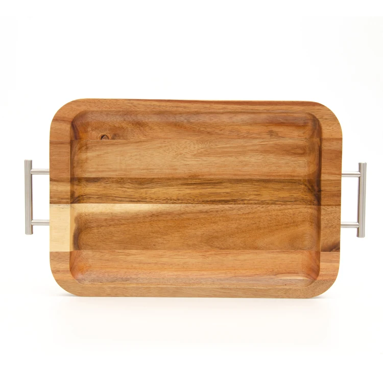 High Quality Surface wooden tableware hotel tray barbecue wooden plate  solid wood serving tray