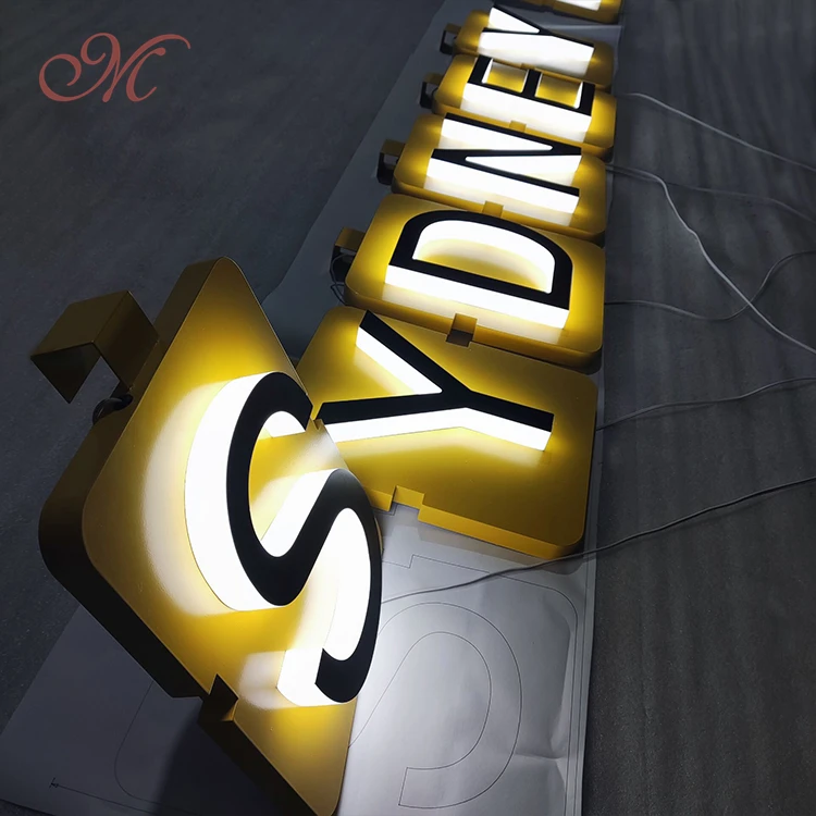 Customized 3D acrylic letter sign sidelit  black letters wall mounted signs for business & decor