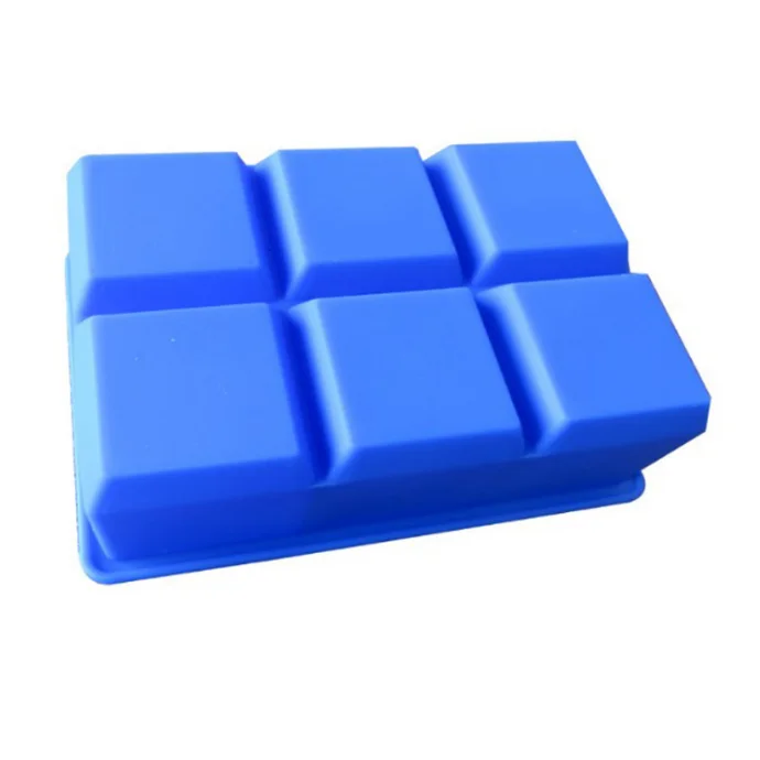 Square DIY Food Freezer Box 6-hole Silicone Ice Cube Tray Whiskey Mold