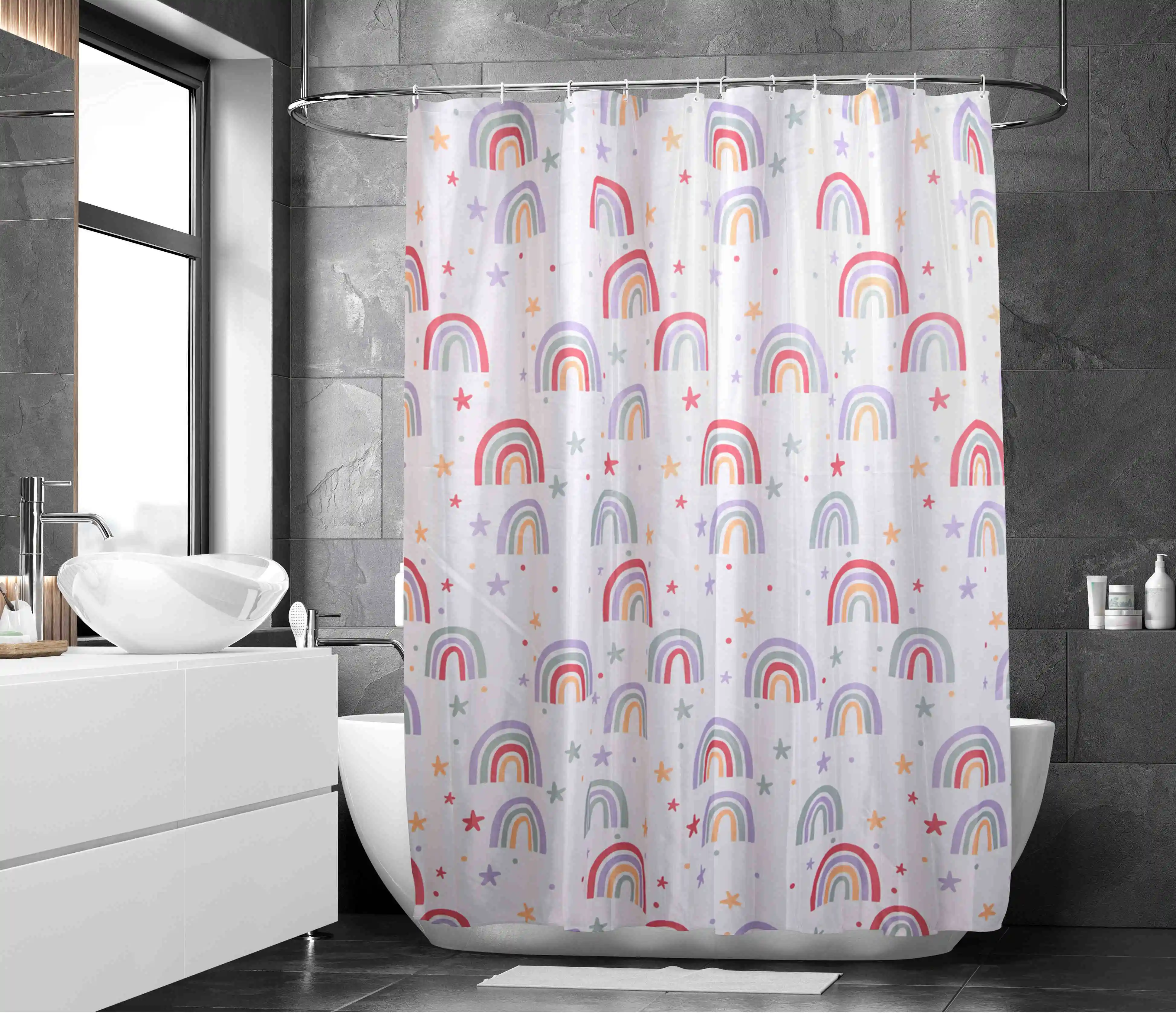 Custom 72x84 Polyester Waterproof Shower Curtain Set Classy Bath Curtains for Bathroom Use