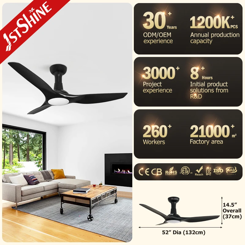 1stshine ceiling fan 52 inch modern decorative DC motor smart remote control led ceiling fan light
