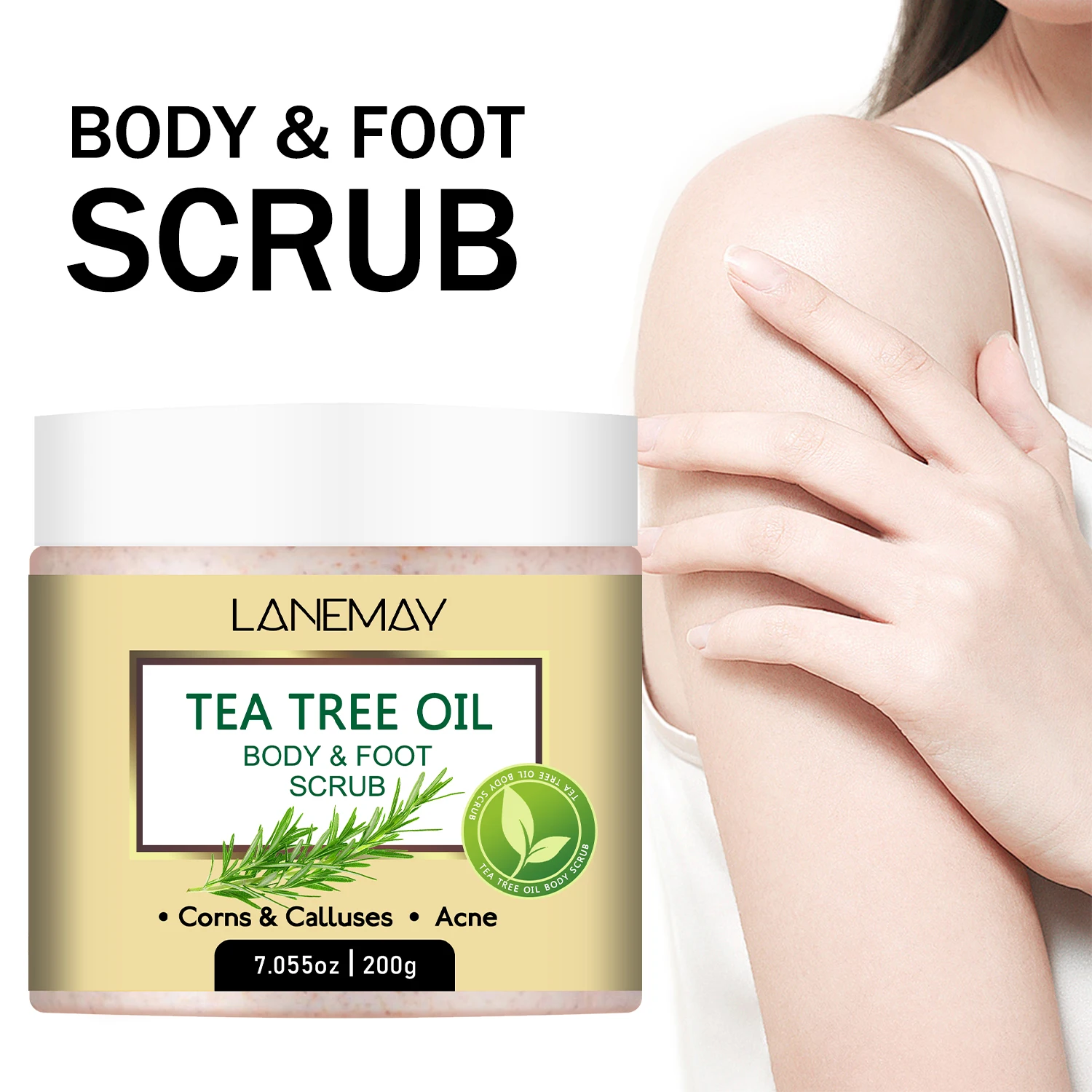 OEM Wholesale Aloe Tea Tree Oil Natural Bulk Whitening Exfoliating Private Label Vegan Organic Vitamins Foot Body Scrub