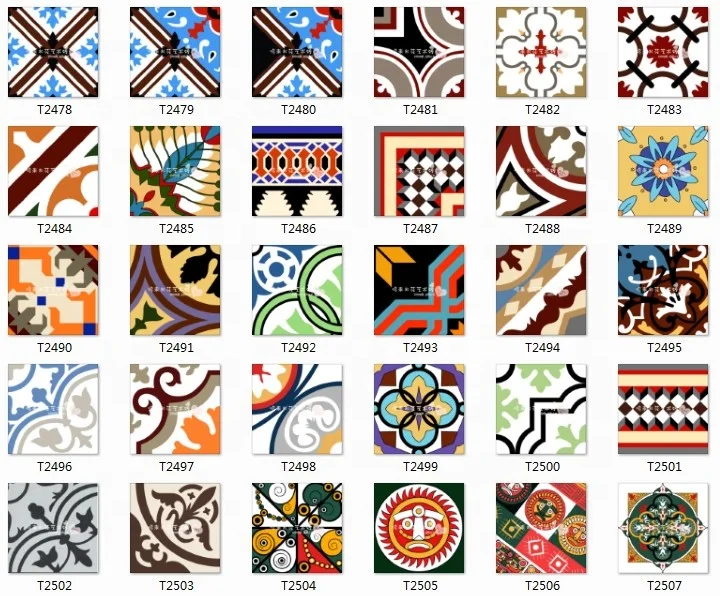 20X20CM High quality handmade design porcelain  flower floor ceramic encaustic cement tile bar counter wall tile