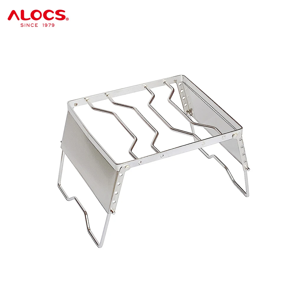 Alocs Outdoor Windproof Camping Pot Rack Portable Stainless Steel Burner Bracket Grill Oven BBQ Stove