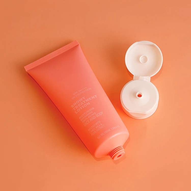 Wholesale 100 ml empty face wash packaging tube skin care packaging for lotion sunscreen with flap