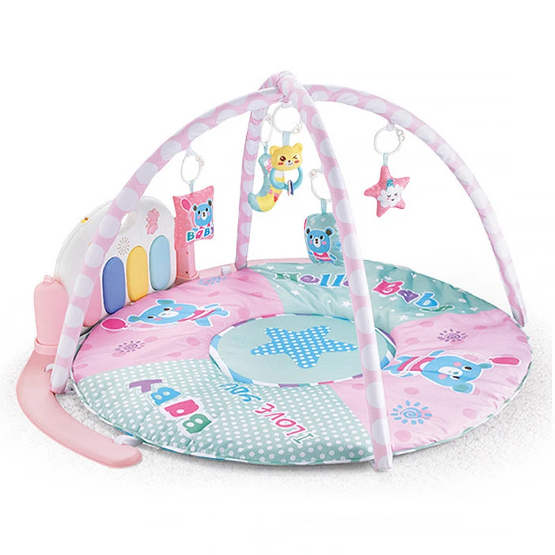Round Large Size Foldable Baby Play Kick Play Piano Gym Activity Music Mat for 0-36