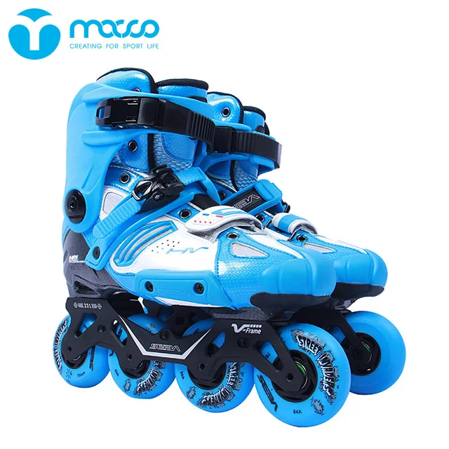 macco seba 2017HV adult&teens professional freestyle slalom inilne roller skates with fiber ILQ-9 protective gears set blue