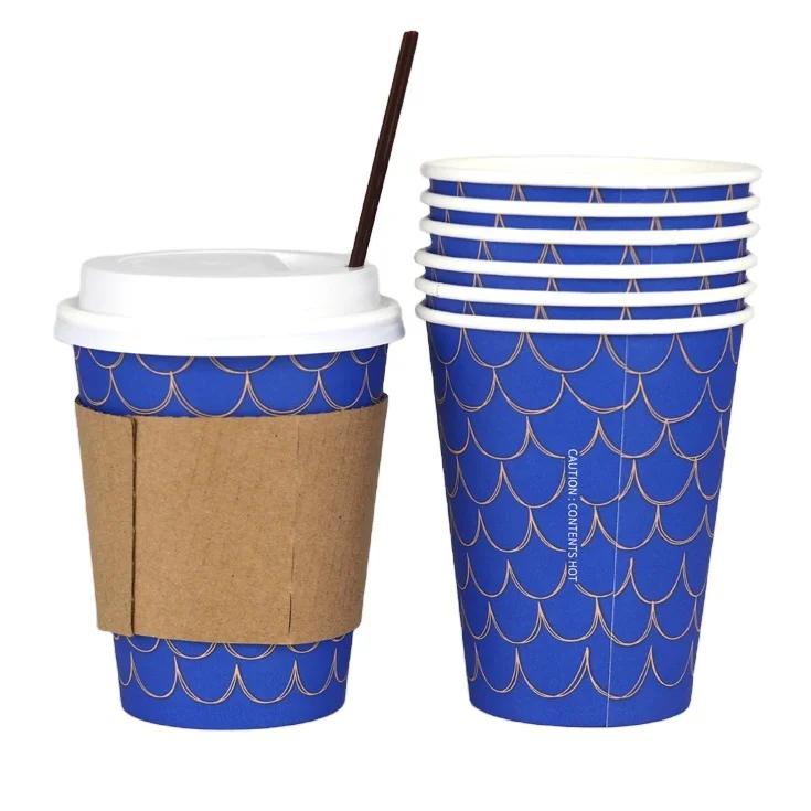 Hot Coffee Paper Cup Black Disposable Double Wall Gold Foil Stamping Custom Logo All 4oz 8oz 12oz Craft Gsm Style Time Packaging