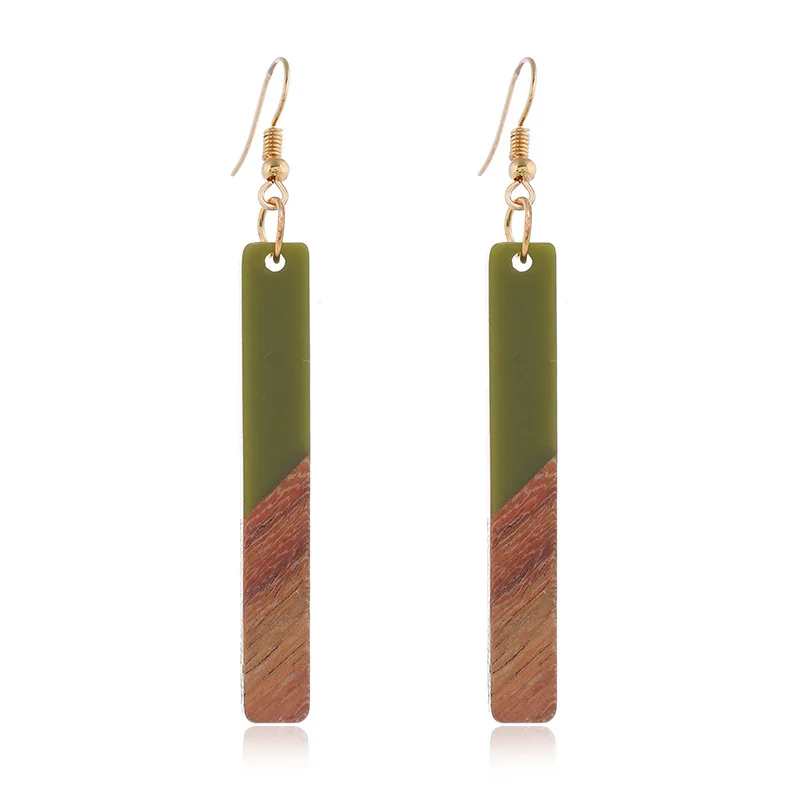 Wholesale Latest Fashion Jewelry Women Geometric Acrylic Resin Wooden Earrings Gold Plated Zinc Alloy Trendy Opp Bag 4g 2-7 Days