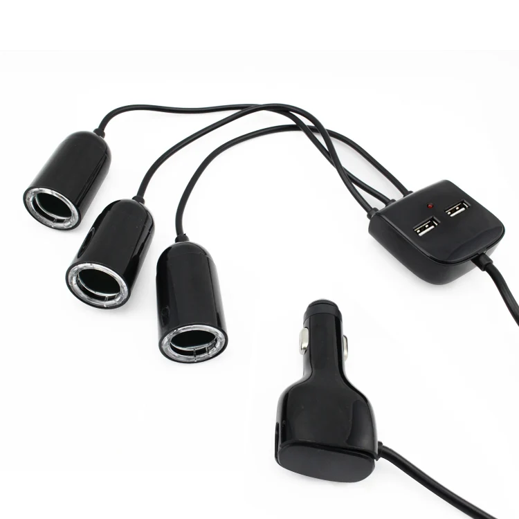 12V 24V DC Car Cigarette Lighter Adapter 3 Socket USB Charger 2 Port with on/off Switch