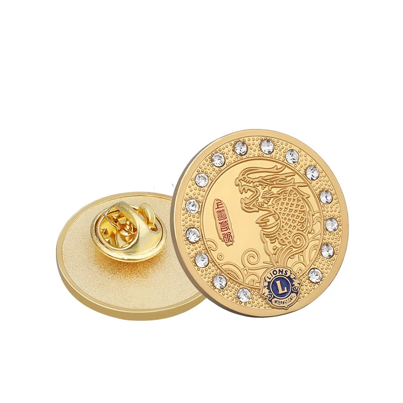 Chinese Manufacturer Design Metal Dragon And Phoenix Lapel Pin Logo, Soft Enamel Lion Club Pin Badge