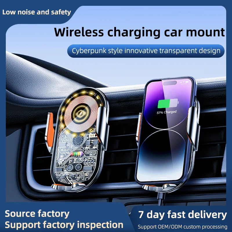 Transparent Wireless Car Charging Holder Universal Car Phone Holder for Vehicles Mobile Phones