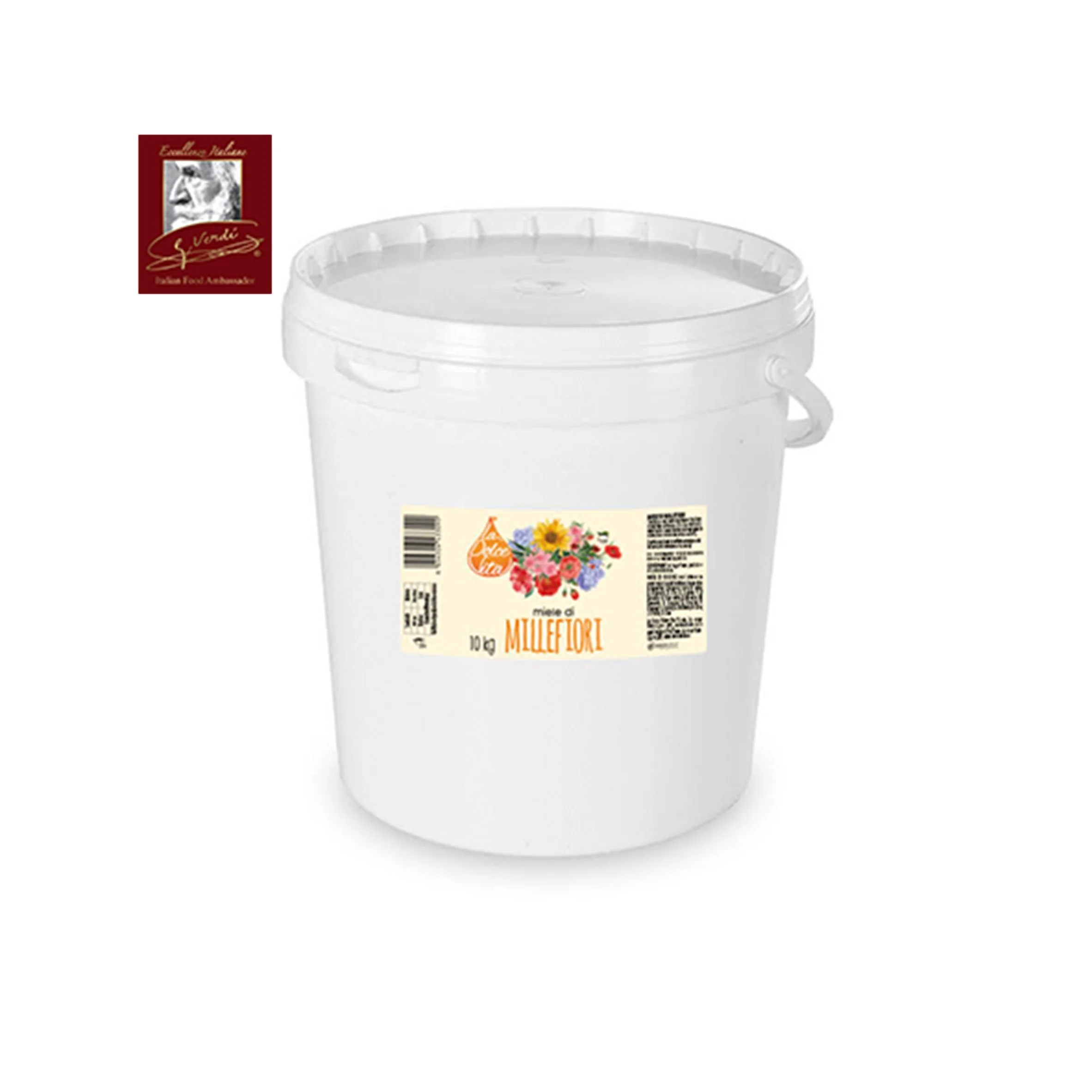 Natural wildflower Honey bucket 10 kg for Industry MADE IN ITALY Premium Quality GVERDI Selection Honey