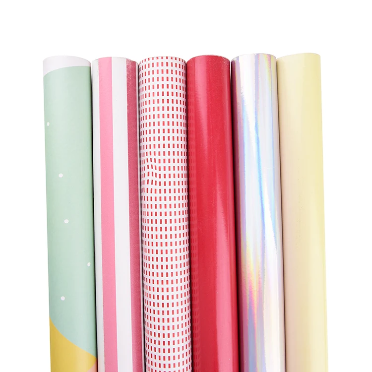 
Factory Wholesale Personality Design Ins Pink Blue Gradient Gift Wrapping Paper Roll 