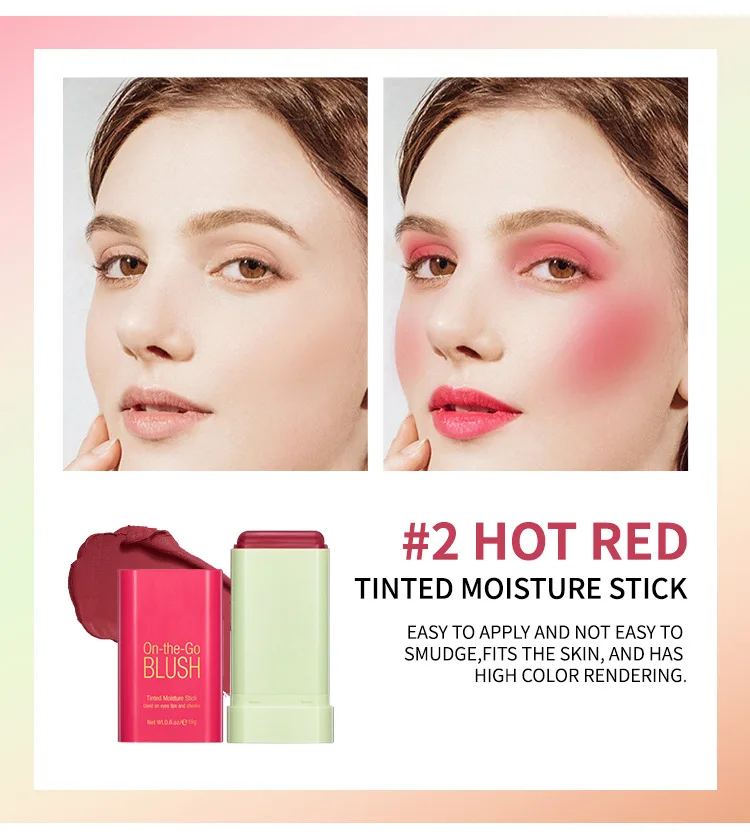 OEM Private Brand Cream Blush Vegan Herbal Essence Blush Stick Vegan Blush Can be used as eyeshadow and blush for the face