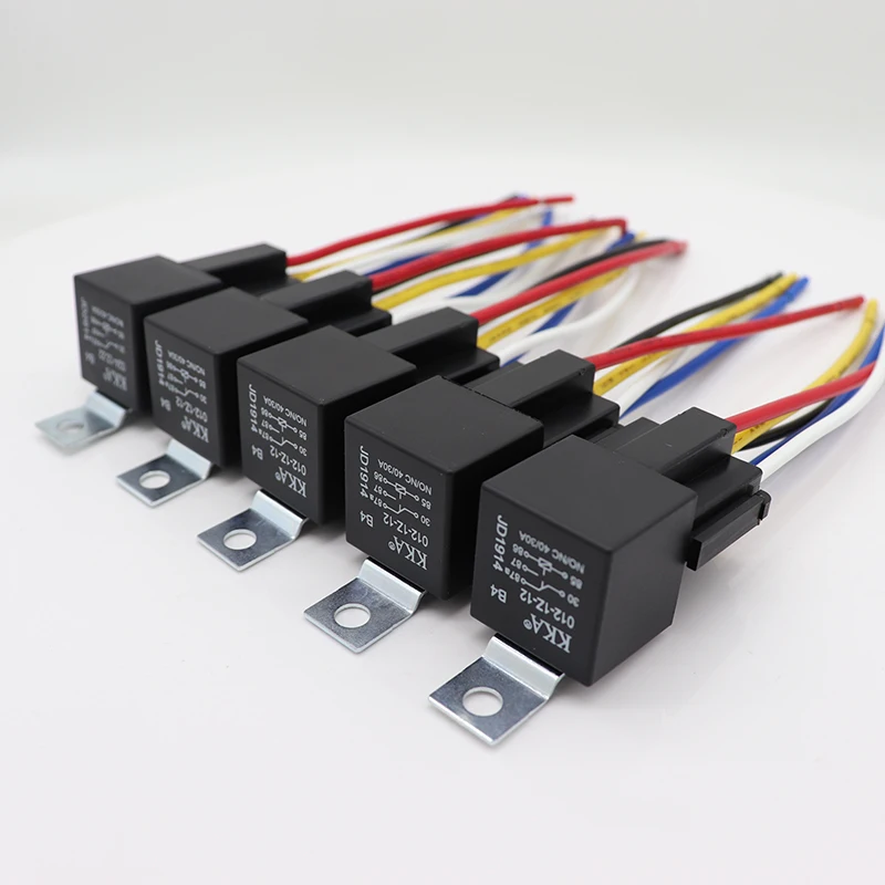 12V 5pin Universal 40A Automotive Relay with Wire Harness Socket, JD1914 Car Relay Wire Harness Customization Available
