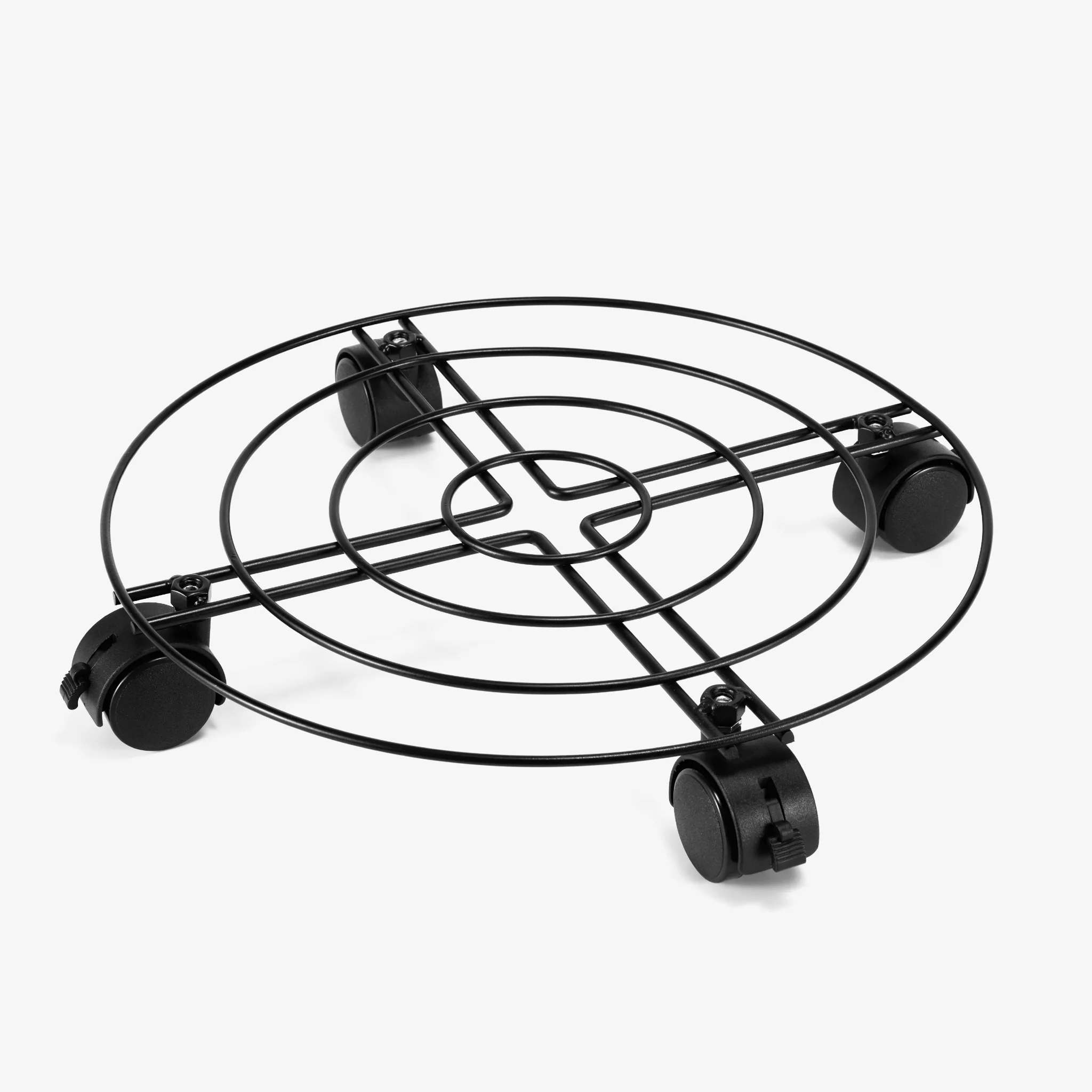 Оптовая продажа, металлический железный черный цветочный горшок с 4 колесами