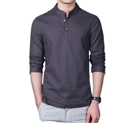 
Men Solid Basic Long Sleeve Henley Neck Half Button Placket Pullover Tshirt 
