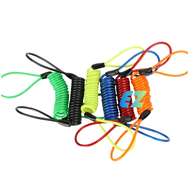 DURABLE 1.2M Helmet Bicycle Disc Brake Lock Anti-Theft Spring Reminder Rope Travel Steel Wire Rope Bicycle Accessories
