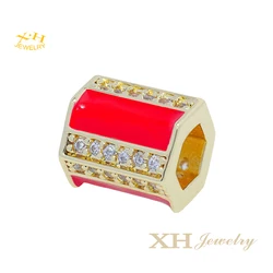 Colorful Enamel Six Square Tube Shape Bead Spacer Micro Pave Brass Tube Bead For DIY Jewelry Making