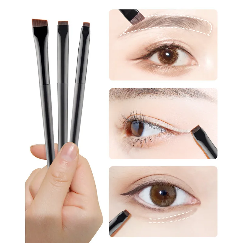 Wholesale  Private Label Angled Eye Liner Eyeliner Brow Eyebrow Brush Flat Top Trending Single Slanted Angle Liner Brow Brush