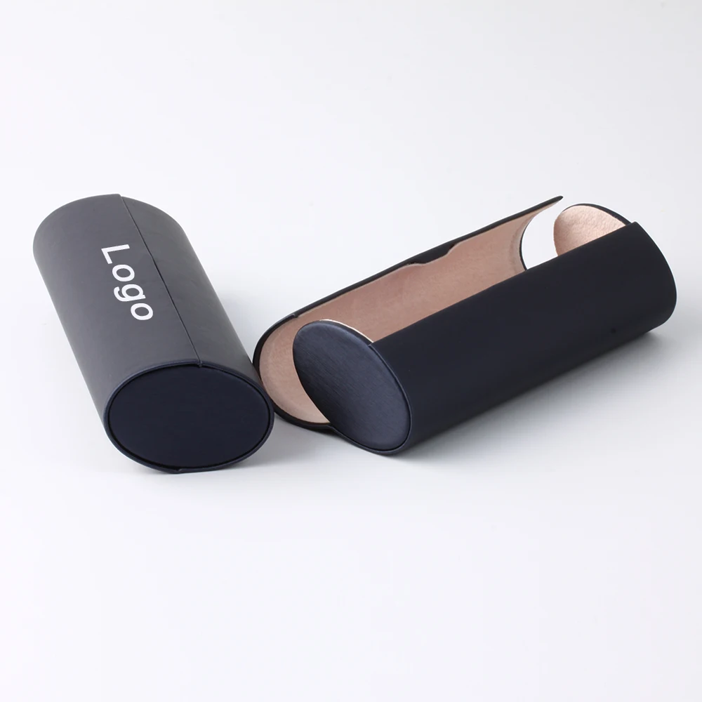 Sunglasses Case Hard Shell PU Silky Leather Magnetic Aluminium Circular Barrel Unisex Handmade Eyeglasses Package Case