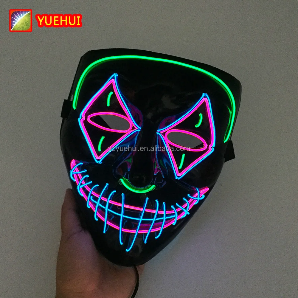 Luminous Neon Halloween Led Rave Party Mask Sound Reactive Masquerade EL Masks Party Neon Glow In Dark Party Mask
