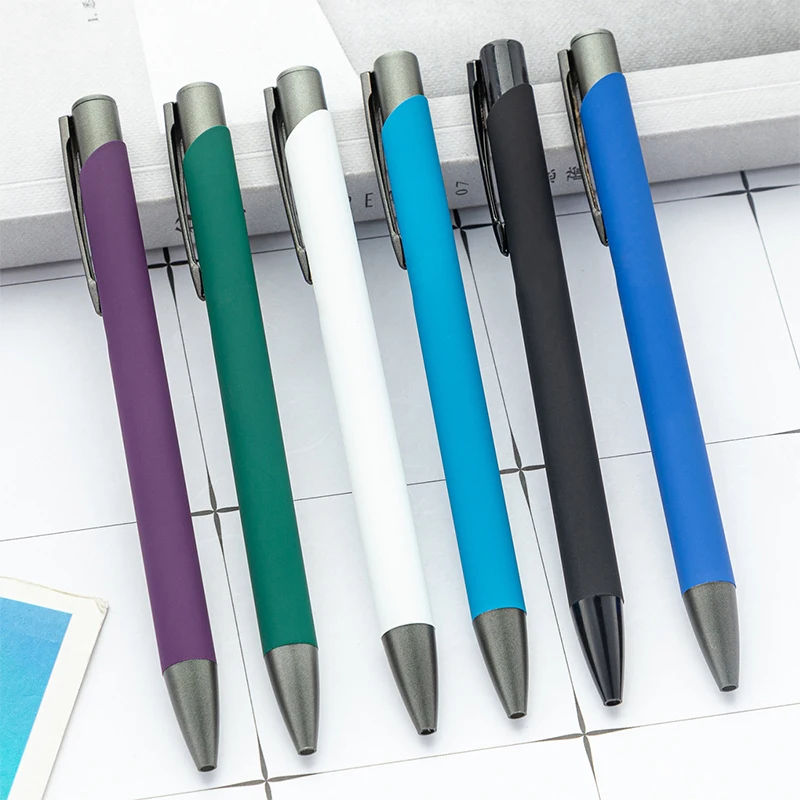 Factory Wholesale Novelty Ball-Point Pen Touch Pen with Spray Glue Press Plastic & Rubber Body Custom Logo Advertising Gift