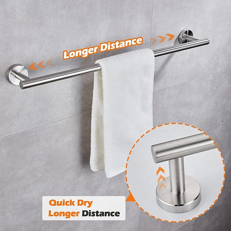 Bathroom Hardware Set Silver Polish Bathrobe Hook Long Towel Rail Bar Tissue Paper Holder Bathroom Accessories