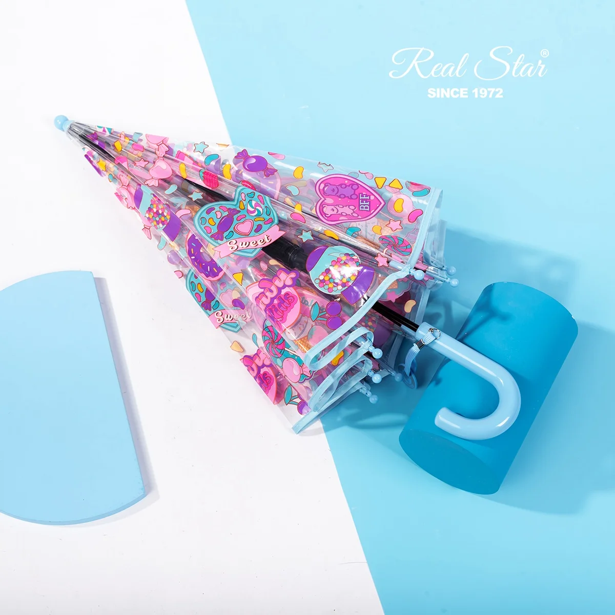 RST Гуанчжоу оптовая продажа Детский дешевый зонтик новый купол 19 дюймов маленький размер прозрачный зонт с единорогом