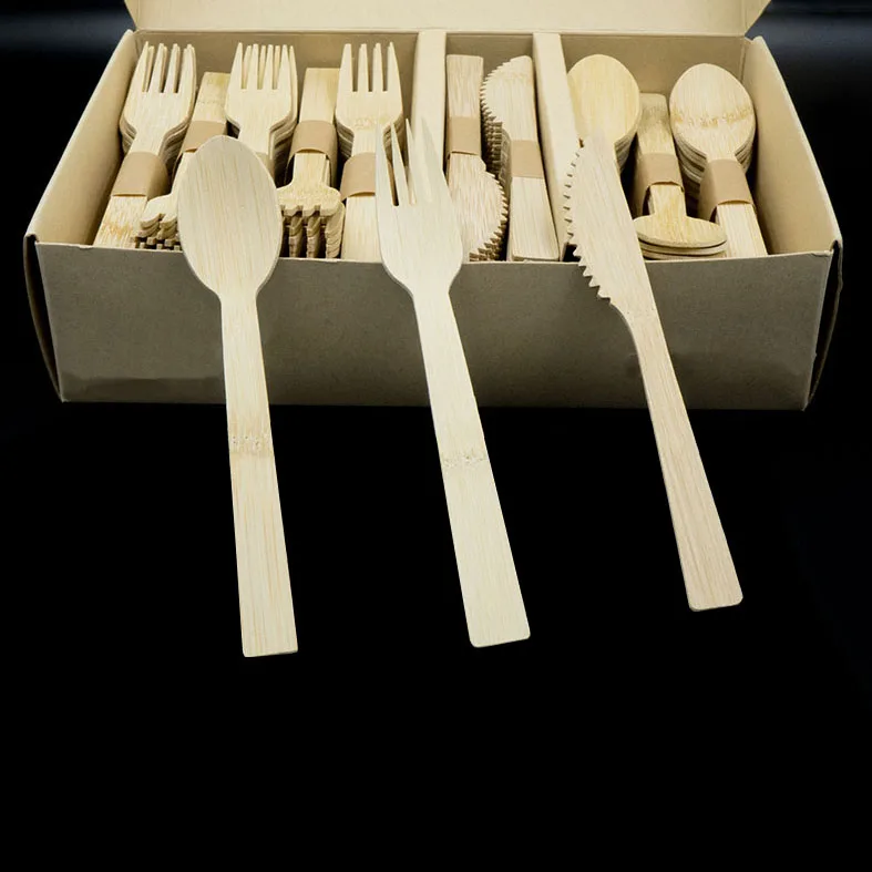 Compostable Eco Friendly Bamboo Cutlery Set Disposable Tableware