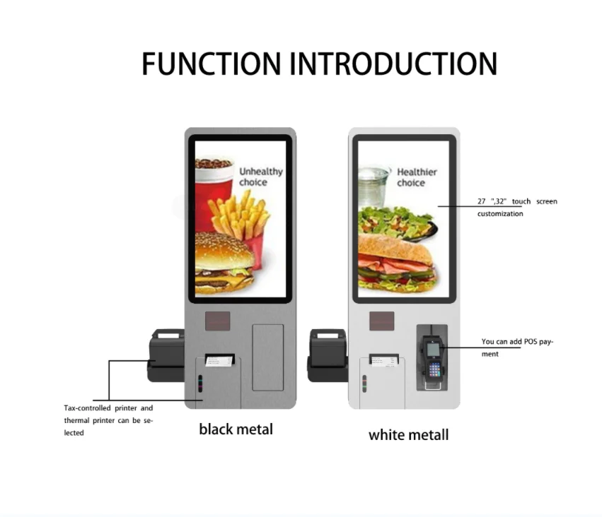21.5' 27'Factory Support High Quality Chain catering Ordering Machine kiosk floor stand Self Service Fast Food Payment Kiosk