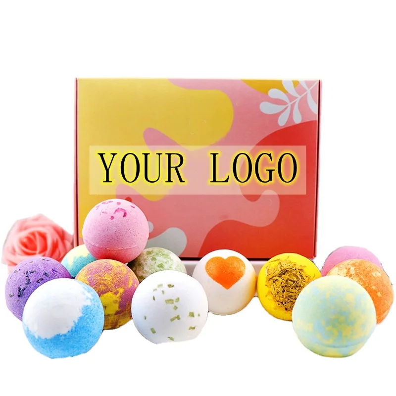 OEM Natural Scented SPA Foaming Salt Ball With Dry Flower Colorful Bath Bombs Essential Oil Bath Ball