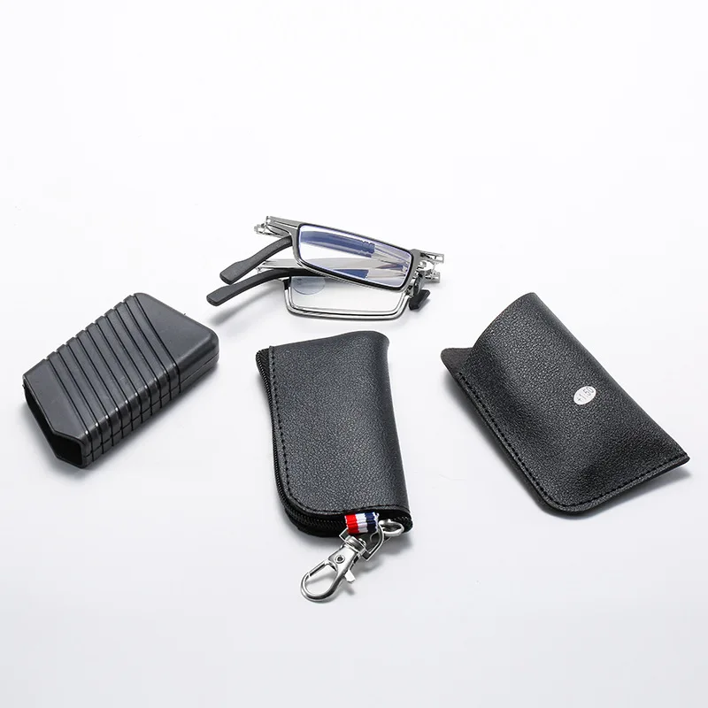 New Mini Metal Folding Reading Glasses Small Round Square Portable Foldable Blue Light Blocking Reading Glasses With Case