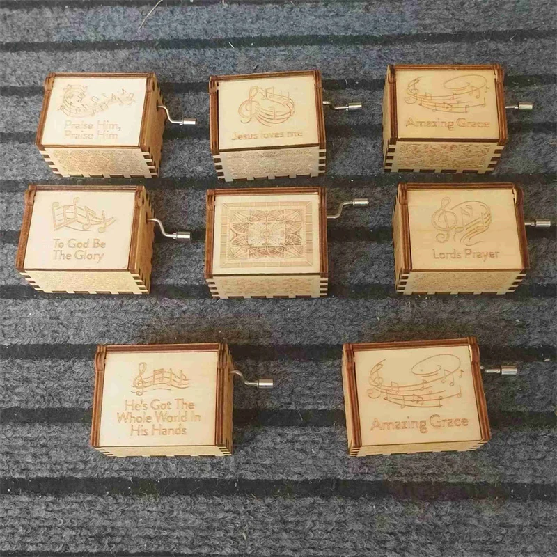 Promotional Style Cheap Holiday Gift Wholesale Musical Box Toy Music Box Hand Crank Wood Music Box