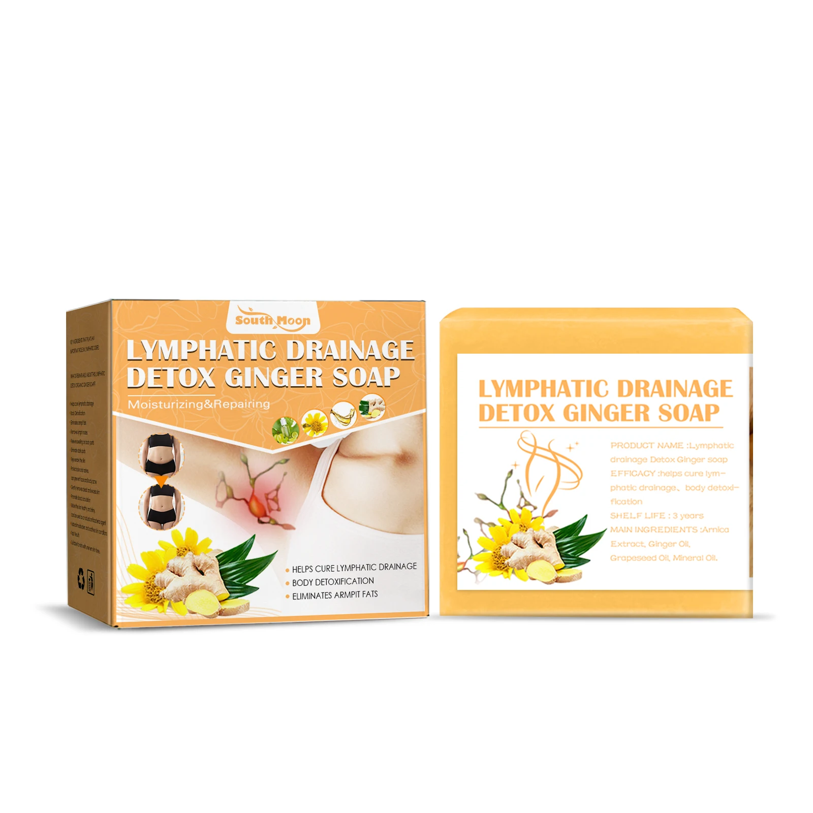 Private Logo Handmade Ginger Soap Weight Loss Lymphatic Detox Organic Turmeric Ginger Soap Bar