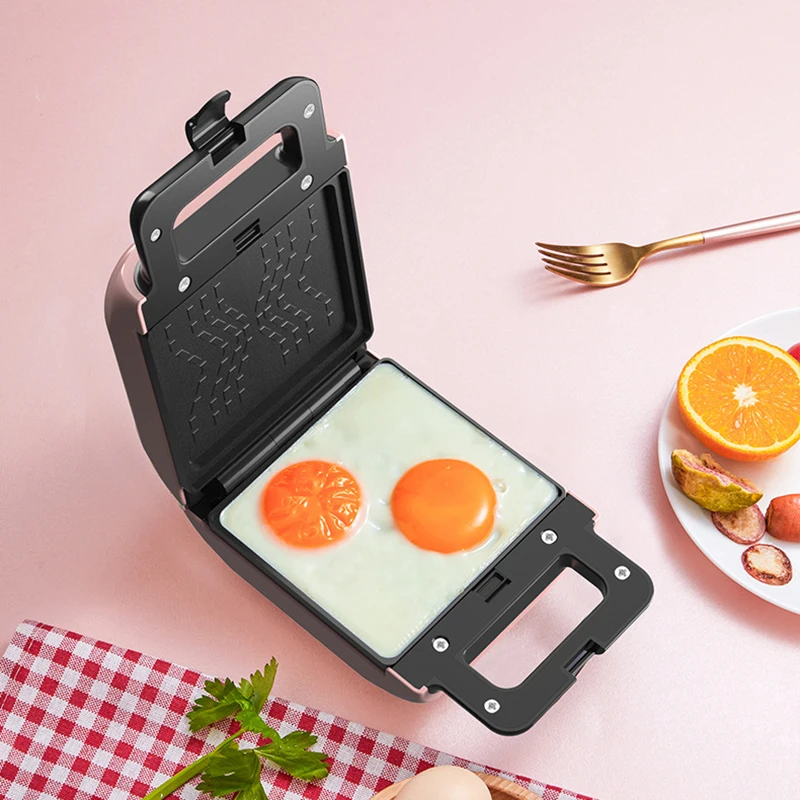 Mini household electric breakfast bread maker portable double side sandwich waffle maker with cool touch handle