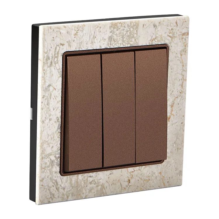 G9 Marble Series 3 Gang 2 Way Switch Flush Type UK British Standard Wall Switch Socket