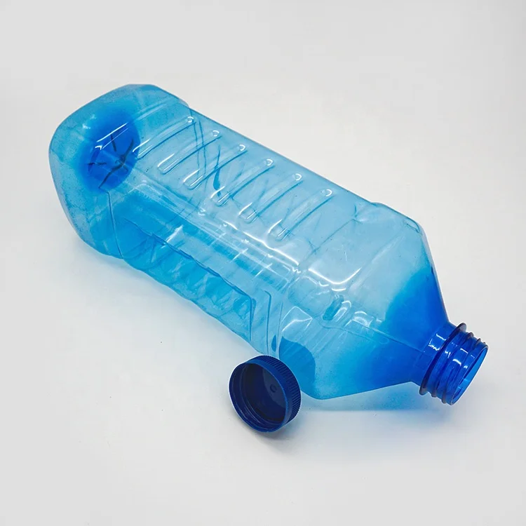 
Square Column Plastic Bottle Blue Transparent Pet Vehicle Cleaner Glass Detergent Container 1.8 liter 