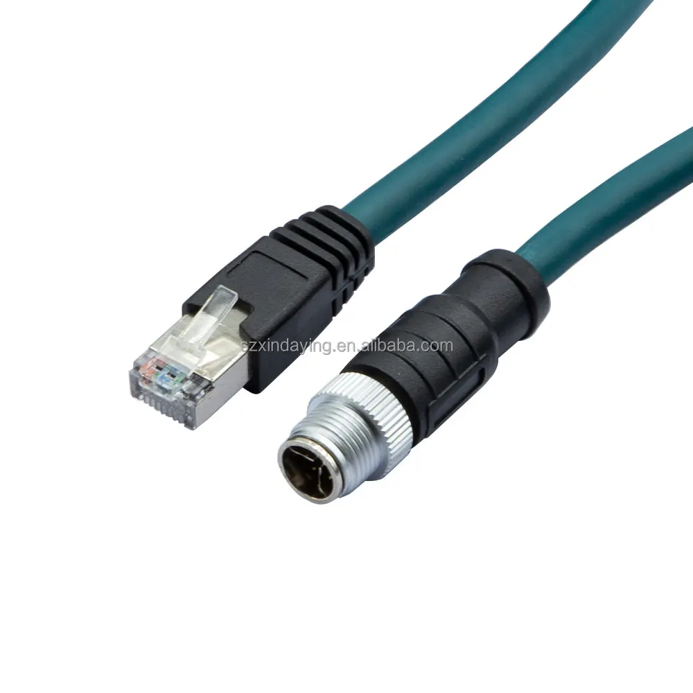 DYTECH M12 x-code 8pin Position X-Coded to RJ45 Shielded Ethernet Network Cord Cat5e Waterproof Cable 3M For industrial camera