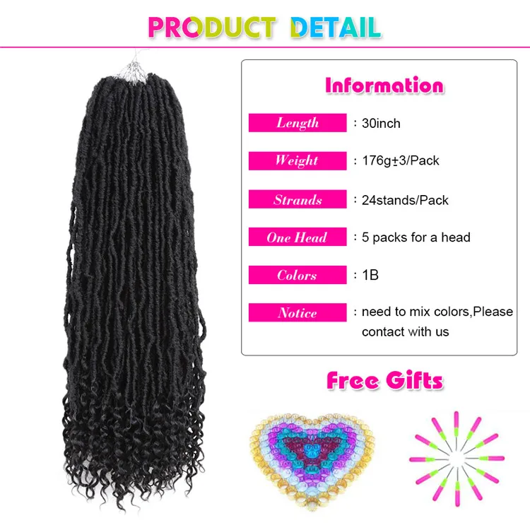 30inch Goddess Locs Crochet Hair Pre Looped Soft Boho Goddess Nu Loc Synthetic Braids Hair Extensions Wholesale