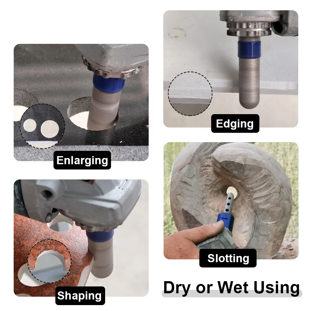 SHDIATOOL Dia 10/15/20/25/30/35mm Vacuum Brazed Diamond finger bits Milling bits Hexagon Shank for Porcelain Marble and Granite