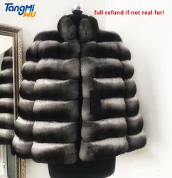 TMW top OEM/ODM grade luxury natural oversized chinchilla coat genuine mink fur winter overcoat real fur coat mink fur coat